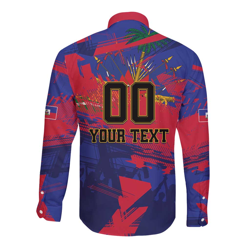 Custom Ekip Foutbol Ayiti 2026 Long Sleeve Button Shirt Haiti Grenadye Alaso - Wonder Print Shop