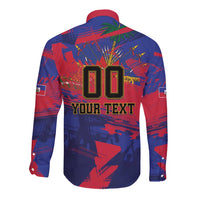 Custom Ekip Foutbol Ayiti 2026 Long Sleeve Button Shirt Haiti Grenadye Alaso - Wonder Print Shop