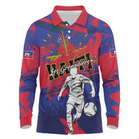 Custom Ekip Foutbol Ayiti 2026 Long Sleeve Polo Shirt Haiti Grenadye Alaso - Wonder Print Shop