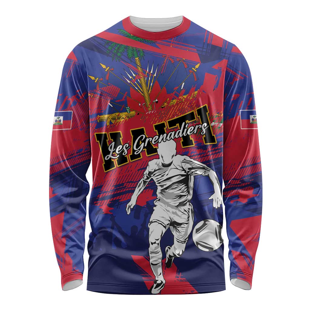 Custom Ekip Foutbol Ayiti 2026 Long Sleeve Shirt Haiti Grenadye Alaso - Wonder Print Shop