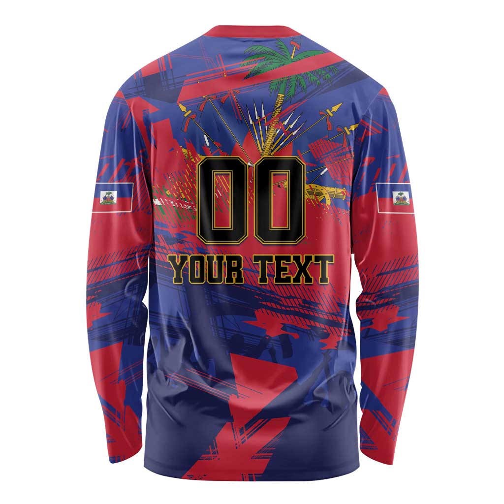 Custom Ekip Foutbol Ayiti 2026 Long Sleeve Shirt Haiti Grenadye Alaso - Wonder Print Shop