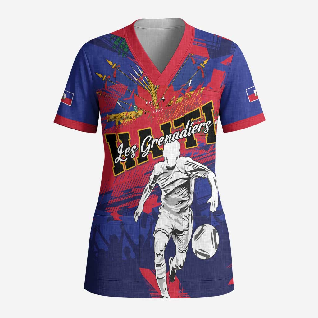 Custom Ekip Foutbol Ayiti 2026 Scrub Top Haiti Grenadye Alaso - Wonder Print Shop