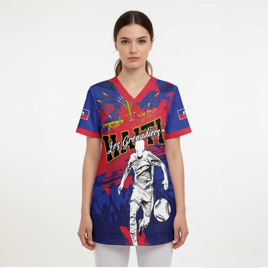 Custom Ekip Foutbol Ayiti 2026 Scrub Top Haiti Grenadye Alaso - Wonder Print Shop