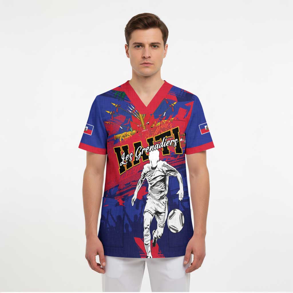 Custom Ekip Foutbol Ayiti 2026 Scrub Top Haiti Grenadye Alaso - Wonder Print Shop