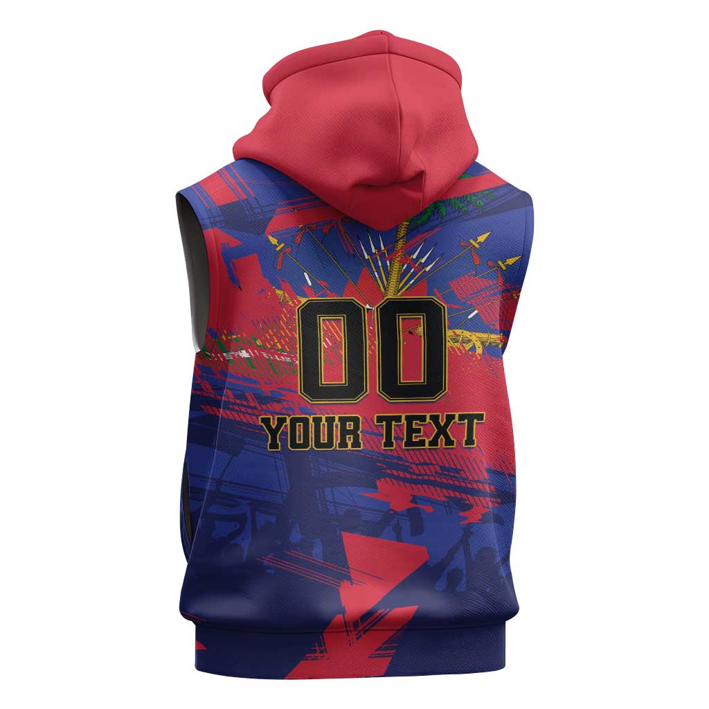 Custom Ekip Foutbol Ayiti 2026 Sleeveless Hoodie Haiti Grenadye Alaso - Wonder Print Shop