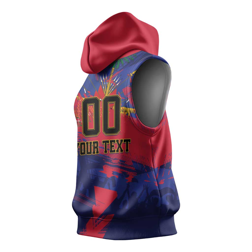 Custom Ekip Foutbol Ayiti 2026 Sleeveless Hoodie Haiti Grenadye Alaso - Wonder Print Shop