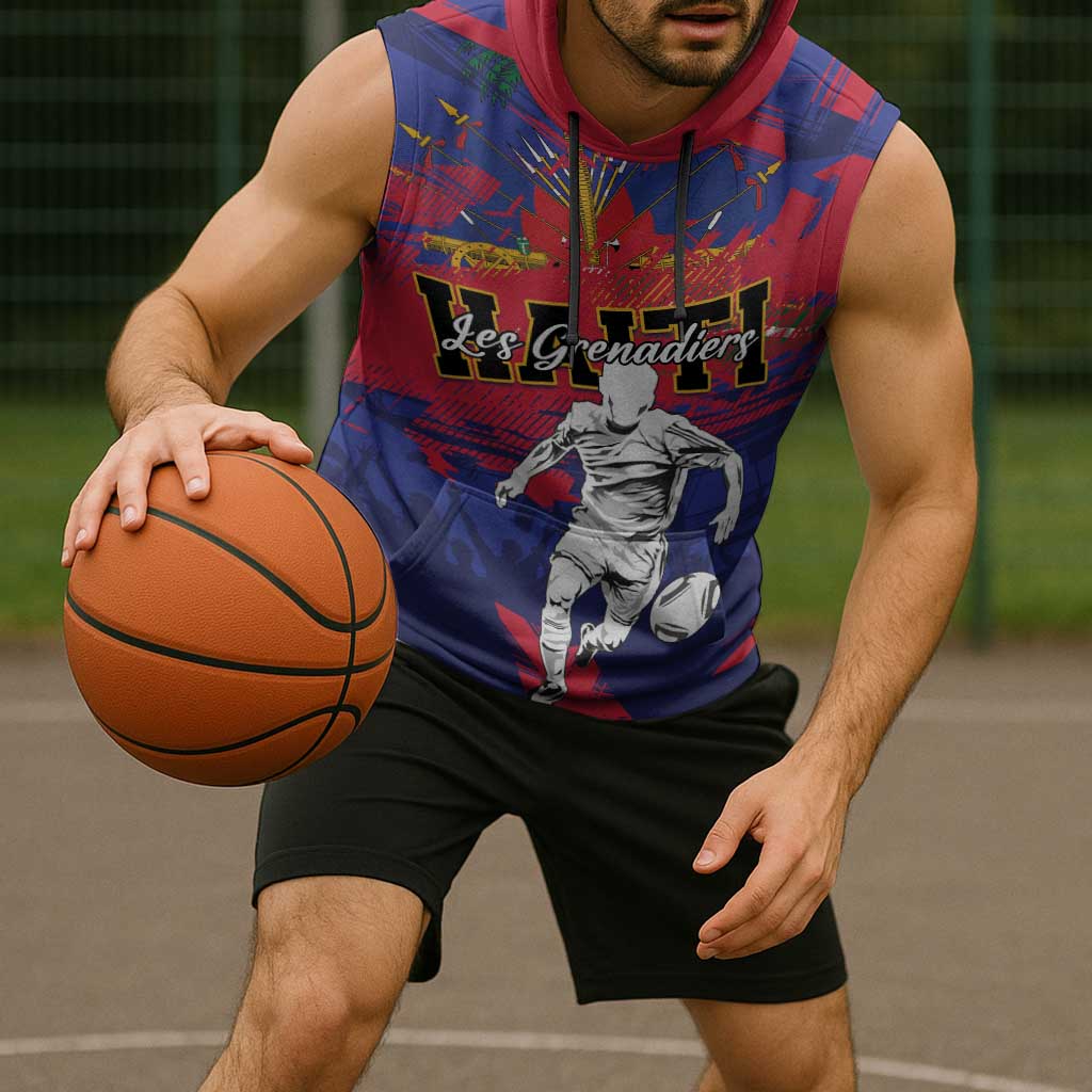 Custom Ekip Foutbol Ayiti 2026 Sleeveless Hoodie Haiti Grenadye Alaso - Wonder Print Shop
