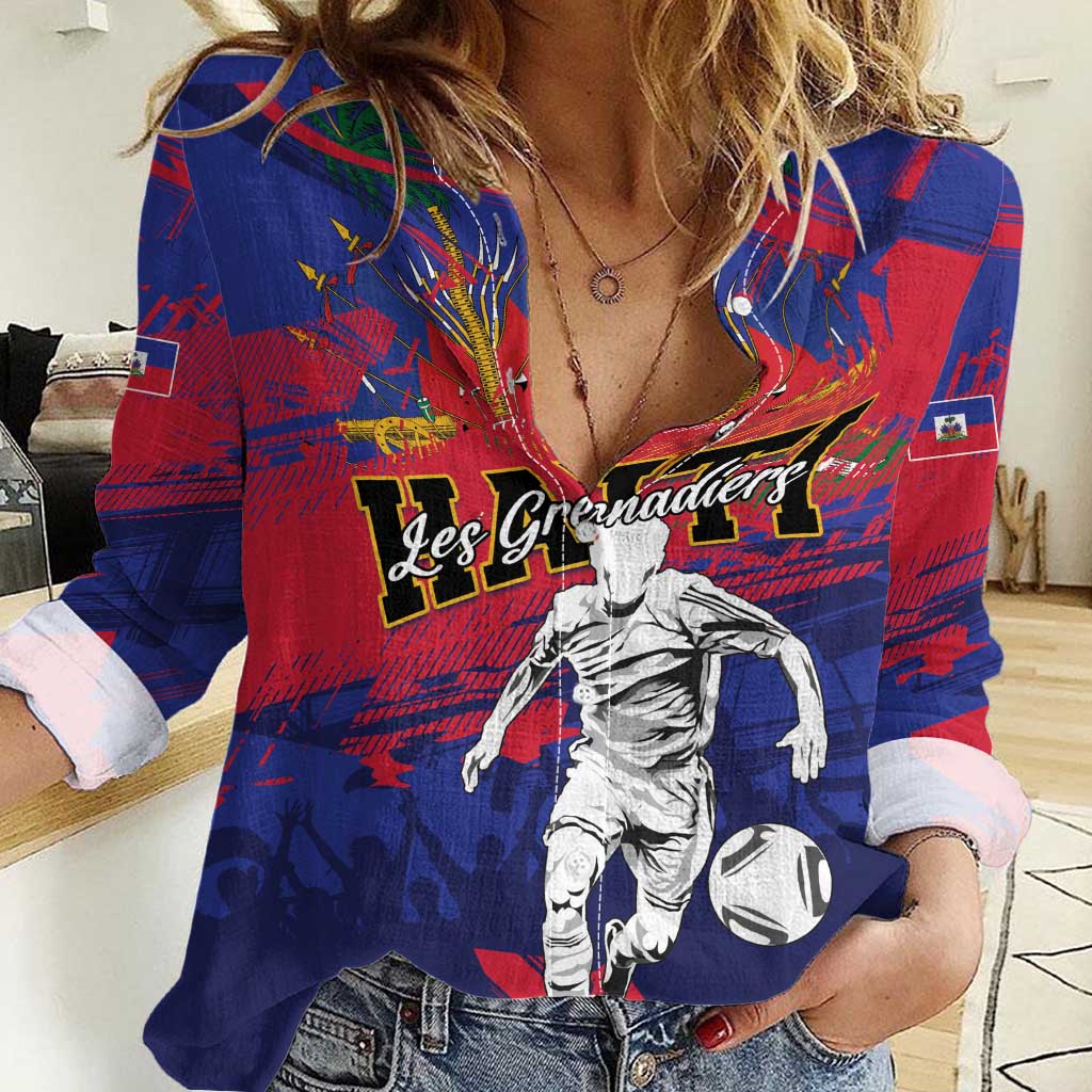 Custom Ekip Foutbol Ayiti 2026 Women Casual Shirt Haiti Grenadye Alaso - Wonder Print Shop