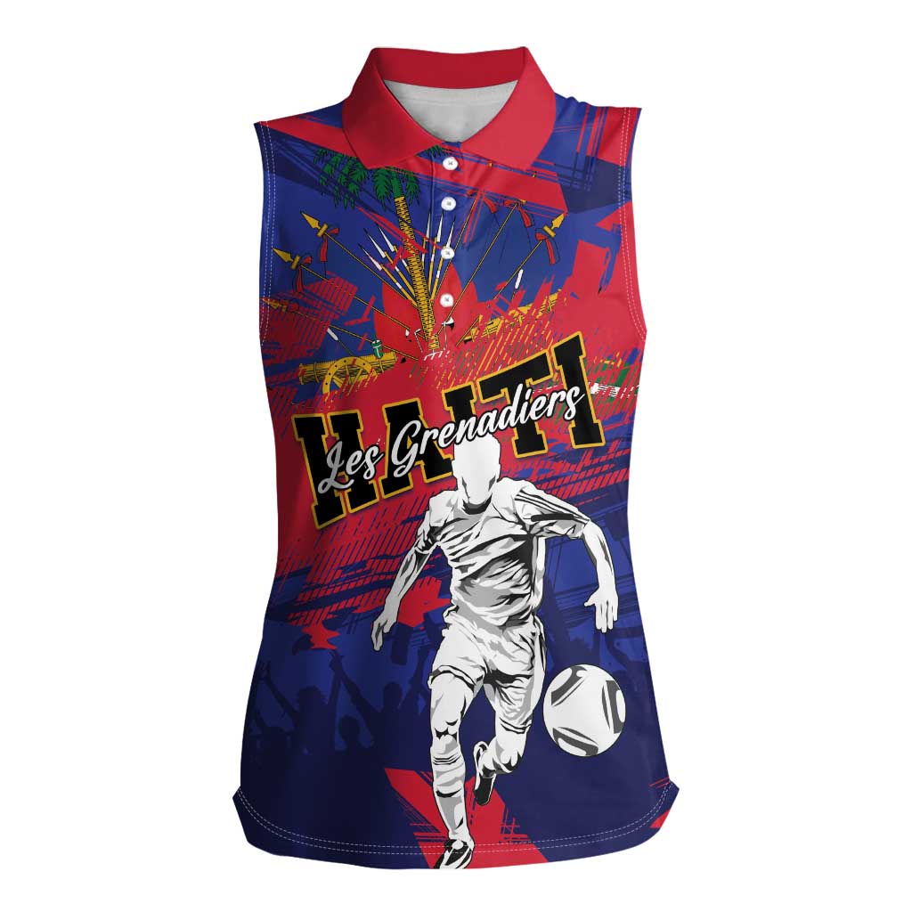 Custom Ekip Foutbol Ayiti 2026 Women Sleeveless Polo Shirt Haiti Grenadye Alaso - Wonder Print Shop