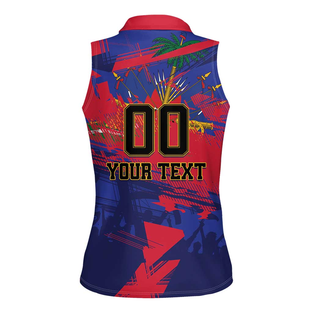 Custom Ekip Foutbol Ayiti 2026 Women Sleeveless Polo Shirt Haiti Grenadye Alaso - Wonder Print Shop