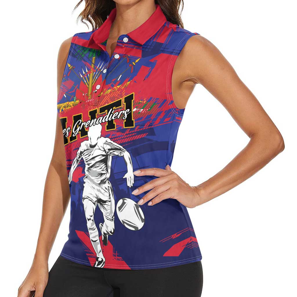 Custom Ekip Foutbol Ayiti 2026 Women Sleeveless Polo Shirt Haiti Grenadye Alaso - Wonder Print Shop