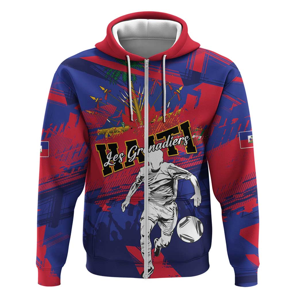 Custom Ekip Foutbol Ayiti 2026 Zip Hoodie Haiti Grenadye Alaso - Wonder Print Shop