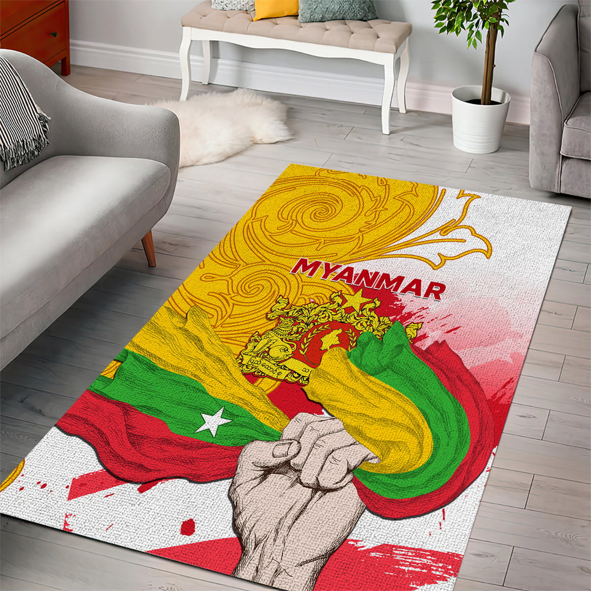 Myanmar Independence Day Area Rug Brahmadesh Kanote Pattern - Wonder Print Shop