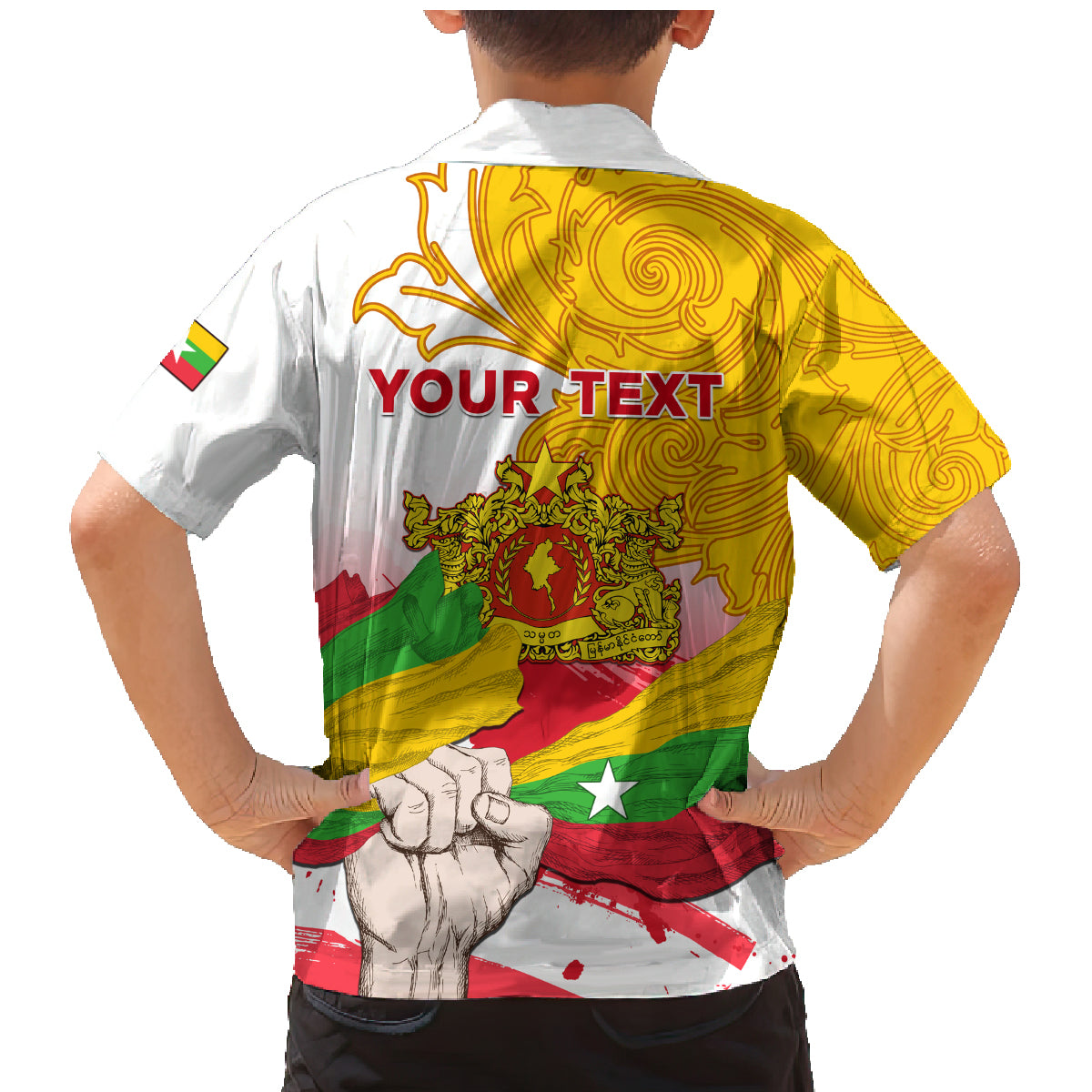 Myanmar Independence Day Family Matching Mermaid Dress and Hawaiian Shirt Brahmadesh Kanote Pattern - Wonder Print Shop