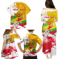 Myanmar Independence Day Family Matching Puletasi and Hawaiian Shirt Brahmadesh Kanote Pattern - Wonder Print Shop