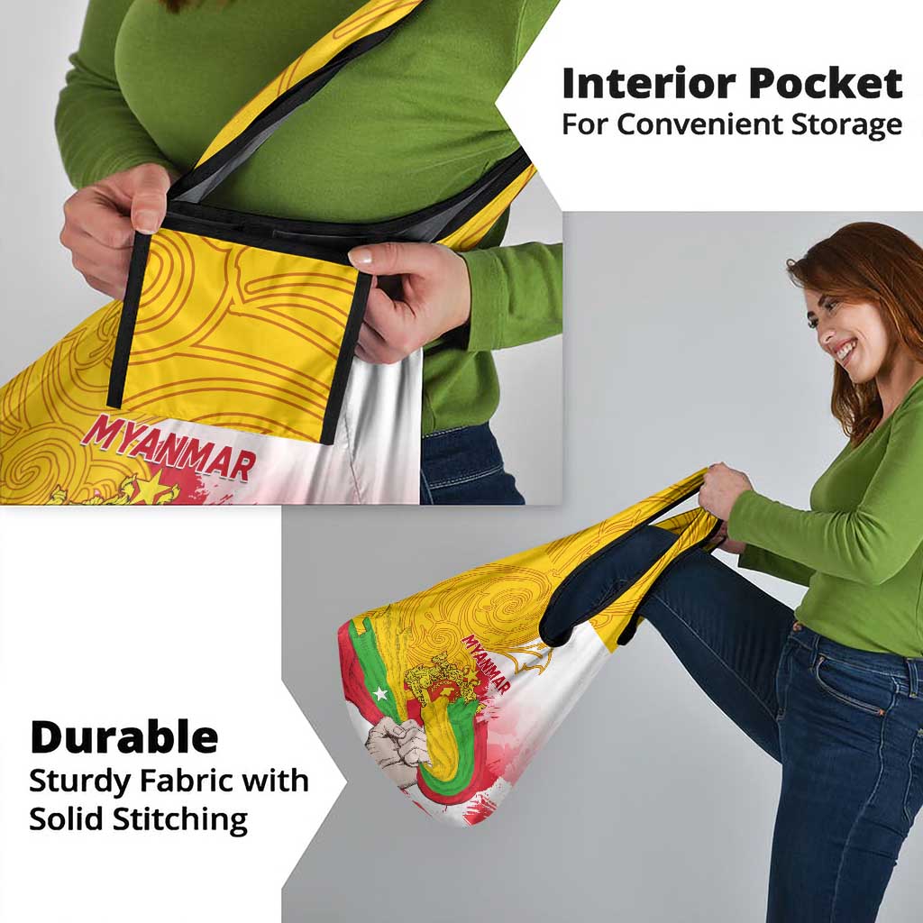 Myanmar Independence Day Grocery Bag Brahmadesh Kanote Pattern