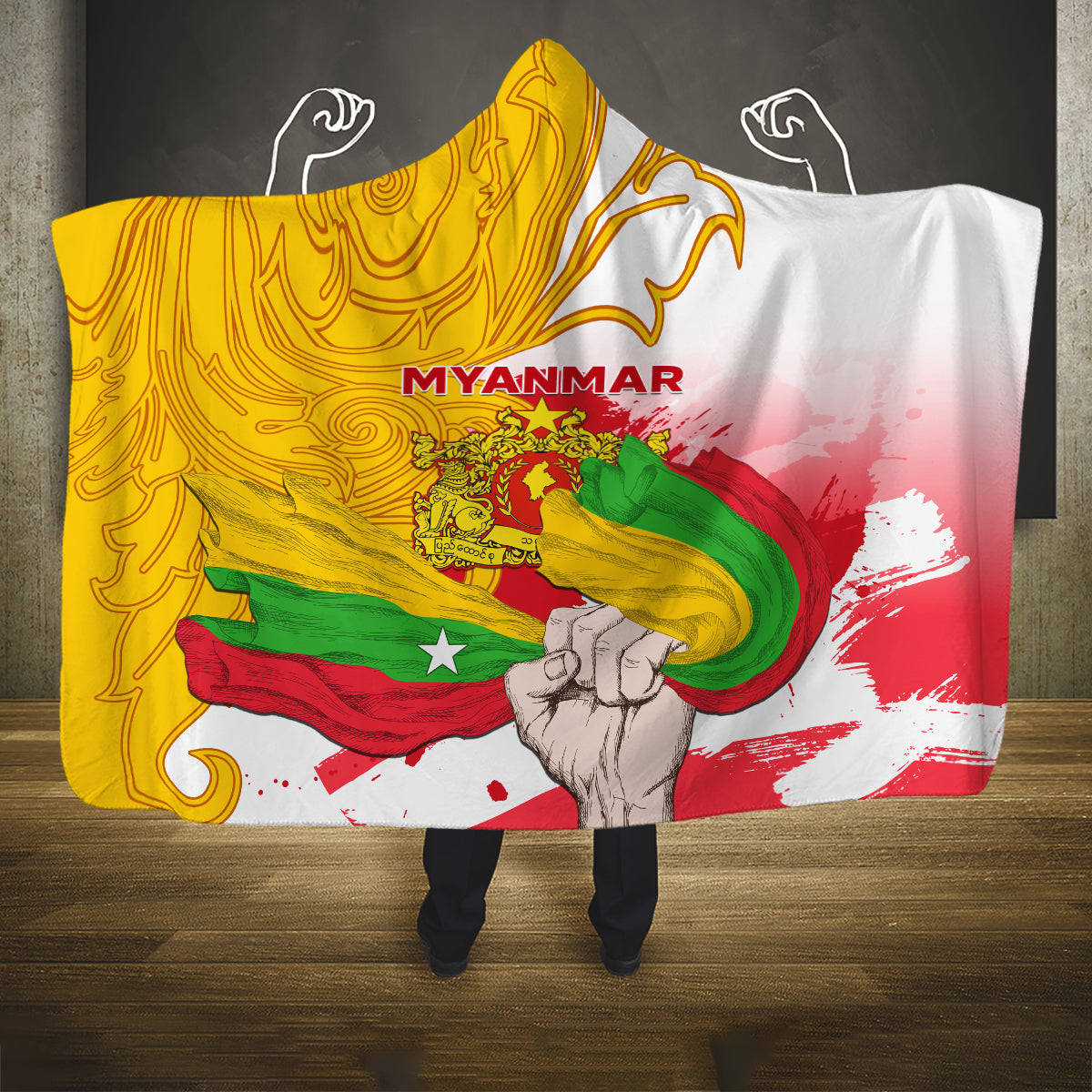 myanmar-independence-day-hooded-blanket-brahmadesh-kanote-pattern