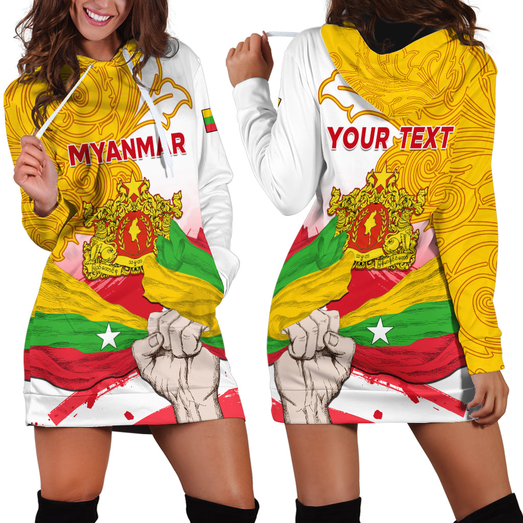 Myanmar Independence Day Hoodie Dress Brahmadesh Kanote Pattern - Wonder Print Shop