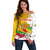 Myanmar Independence Day Off Shoulder Sweater Brahmadesh Kanote Pattern - Wonder Print Shop