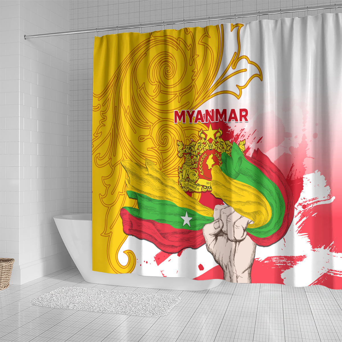 myanmar-independence-day-shower-curtain-brahmadesh-kanote-pattern