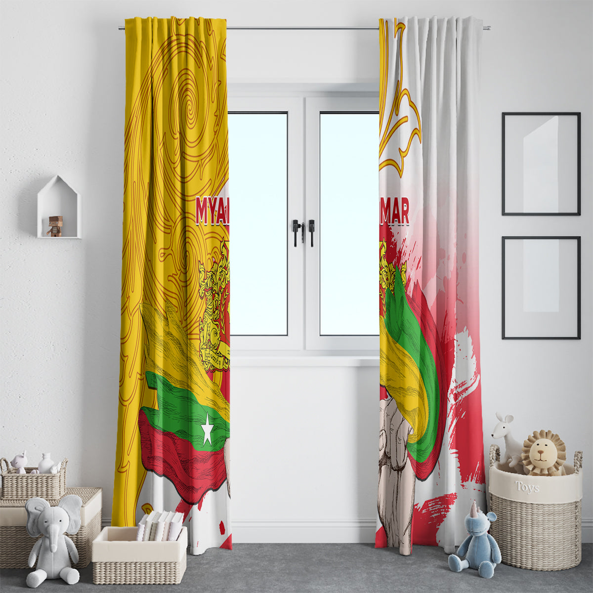 Myanmar Independence Day Window Curtain Brahmadesh Kanote Pattern - Wonder Print Shop