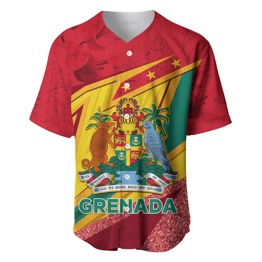 Grenada Independence Day Baseball Jersey Gwenad Bougainvillea Sparkle Version - Wonder Print Shop