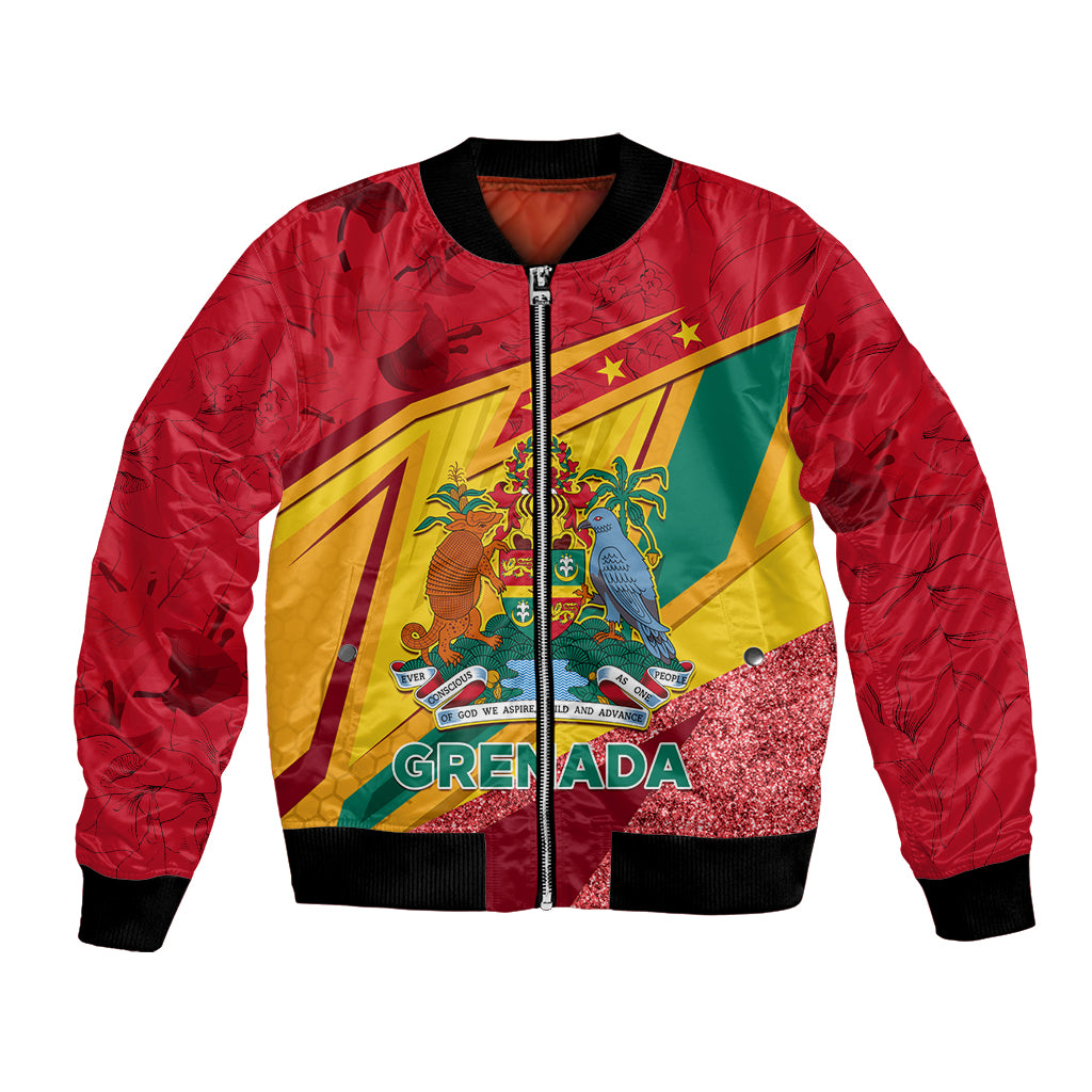 Grenada Independence Day Bomber Jacket Gwenad Bougainvillea Sparkle Version - Wonder Print Shop