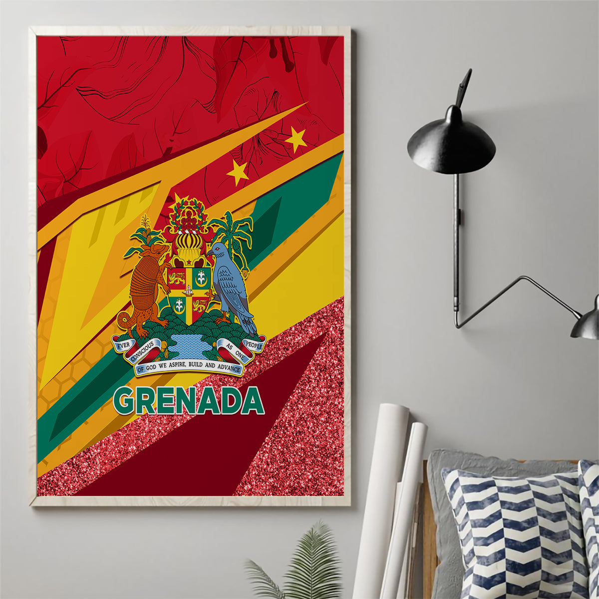 Grenada Independence Day Canvas Wall Art Gwenad Bougainvillea Sparkle Version - Wonder Print Shop