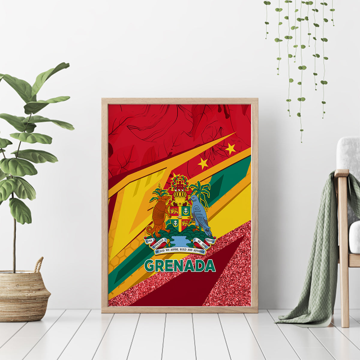 Grenada Independence Day Canvas Wall Art Gwenad Bougainvillea Sparkle Version - Wonder Print Shop