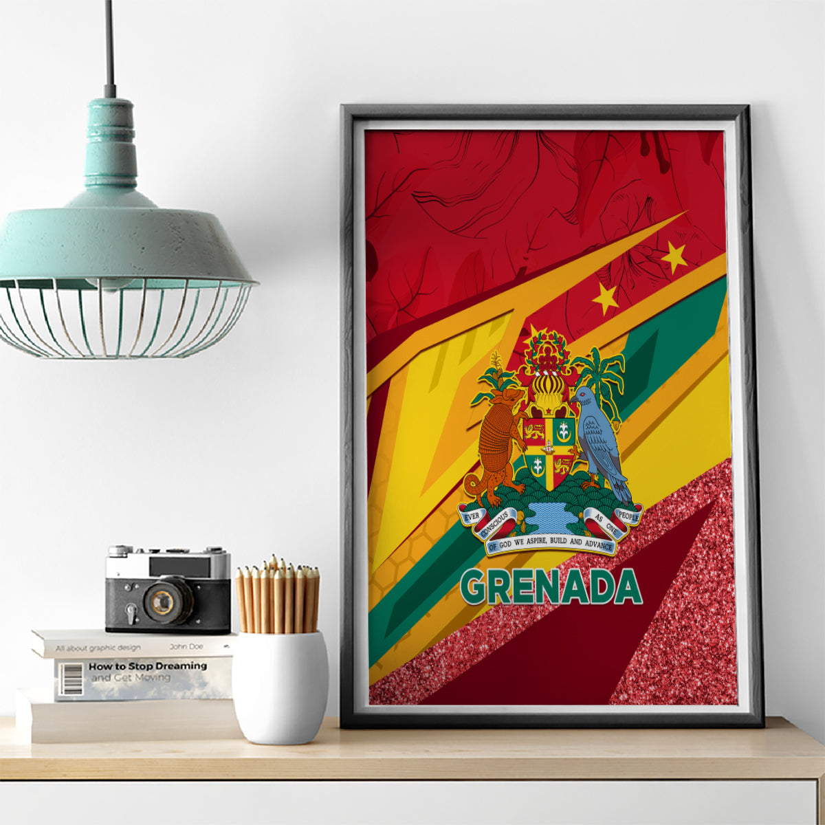 Grenada Independence Day Canvas Wall Art Gwenad Bougainvillea Sparkle Version - Wonder Print Shop