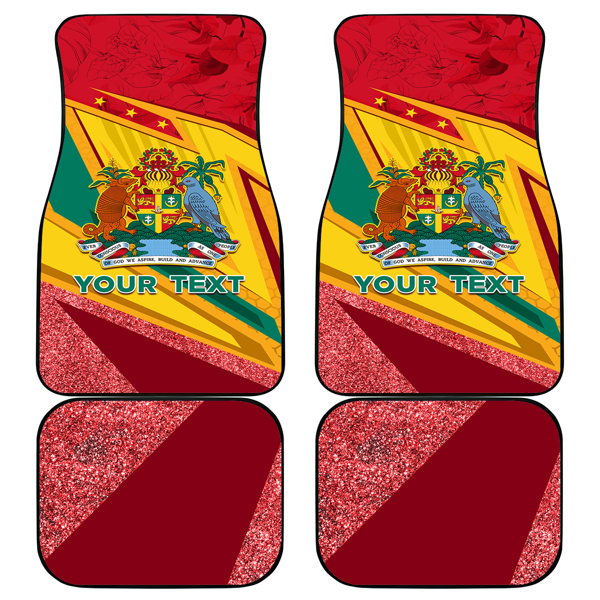 Grenada Independence Day Car Mats Gwenad Bougainvillea Sparkle Version - Wonder Print Shop