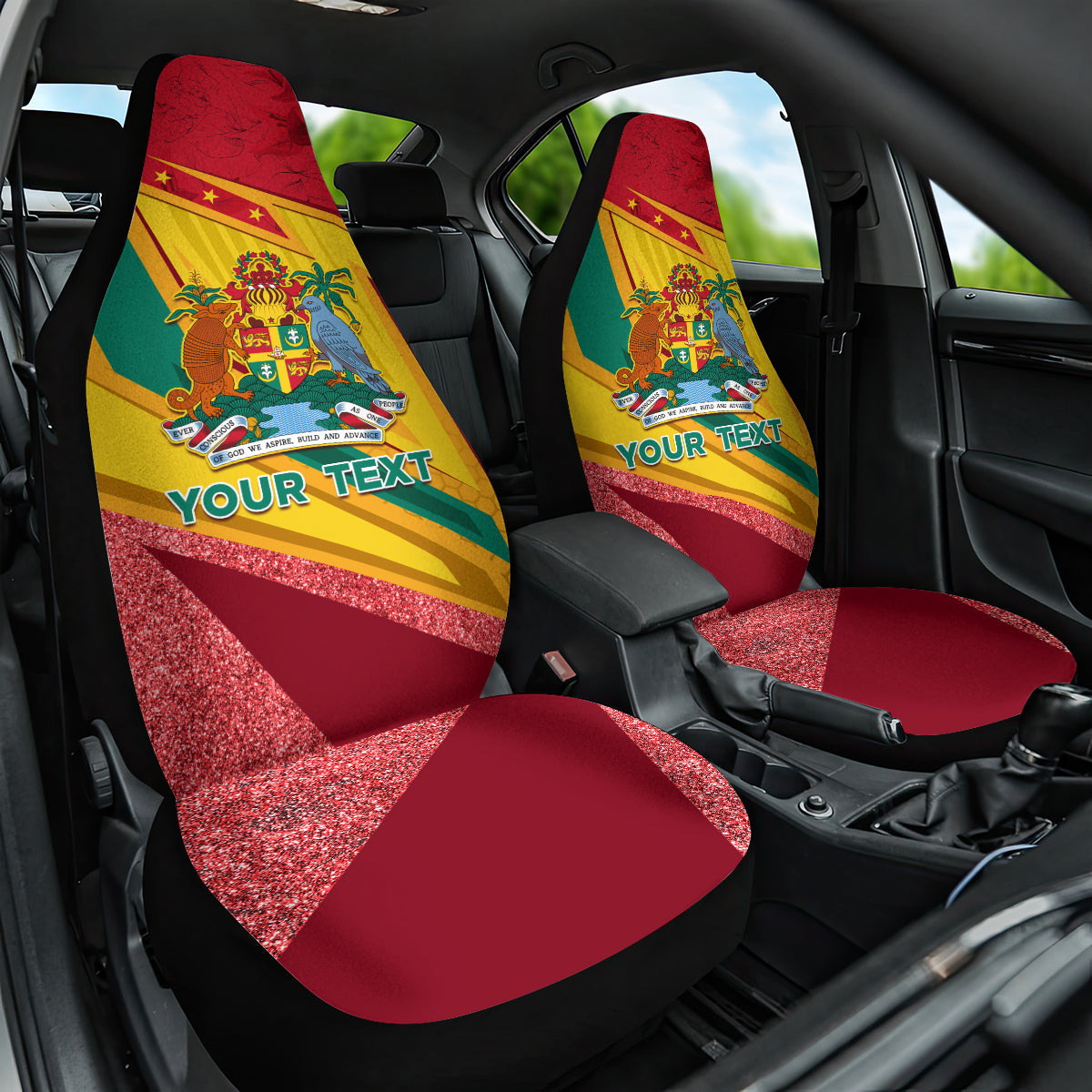 Grenada Independence Day Car Seat Cover Gwenad Bougainvillea Sparkle Version - Wonder Print Shop