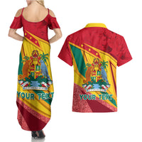Grenada Independence Day Couples Matching Summer Maxi Dress and Hawaiian Shirt Gwenad Bougainvillea Sparkle Version - Wonder Print Shop