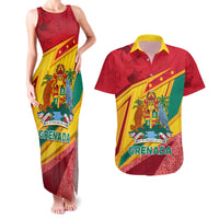 Grenada Independence Day Couples Matching Tank Maxi Dress and Hawaiian Shirt Gwenad Bougainvillea Sparkle Version - Wonder Print Shop
