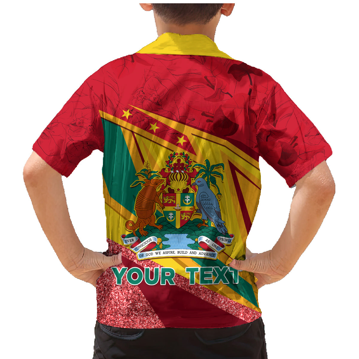 Grenada Independence Day Family Matching Mermaid Dress and Hawaiian Shirt Gwenad Bougainvillea Sparkle Version - Wonder Print Shop