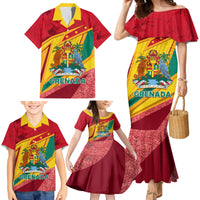 Grenada Independence Day Family Matching Mermaid Dress and Hawaiian Shirt Gwenad Bougainvillea Sparkle Version - Wonder Print Shop