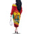 Grenada Independence Day Family Matching Off Shoulder Long Sleeve Dress and Hawaiian Shirt Gwenad Bougainvillea Sparkle Version - Wonder Print Shop