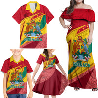 Grenada Independence Day Family Matching Off Shoulder Maxi Dress and Hawaiian Shirt Gwenad Bougainvillea Sparkle Version - Wonder Print Shop