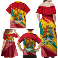 Grenada Independence Day Family Matching Off Shoulder Maxi Dress and Hawaiian Shirt Gwenad Bougainvillea Sparkle Version - Wonder Print Shop