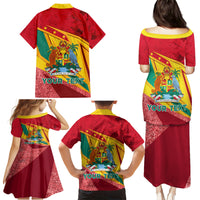 Grenada Independence Day Family Matching Puletasi and Hawaiian Shirt Gwenad Bougainvillea Sparkle Version - Wonder Print Shop
