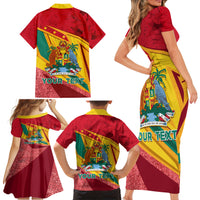 Grenada Independence Day Family Matching Short Sleeve Bodycon Dress and Hawaiian Shirt Gwenad Bougainvillea Sparkle Version - Wonder Print Shop