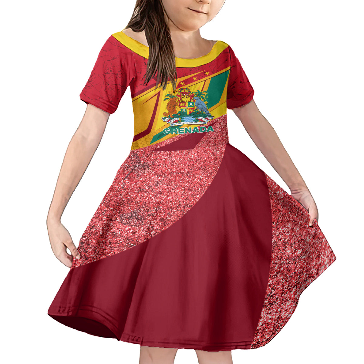 Grenada Independence Day Family Matching Summer Maxi Dress and Hawaiian Shirt Gwenad Bougainvillea Sparkle Version - Wonder Print Shop