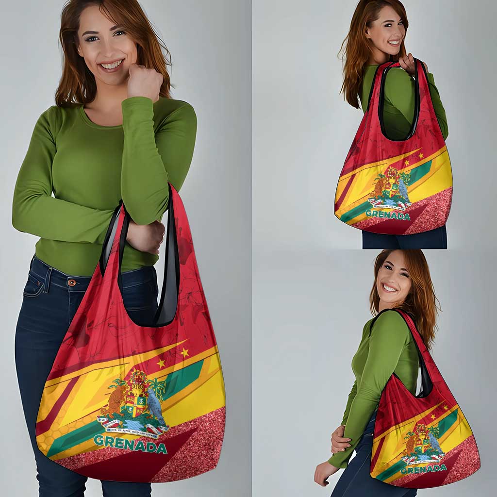 Grenada Independence Day Grocery Bag Gwenad Bougainvillea Sparkle Version