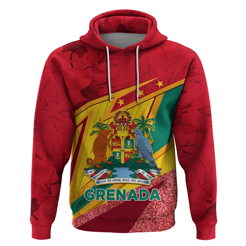 Grenada Independence Day Hoodie Gwenad Bougainvillea Sparkle Version - Wonder Print Shop
