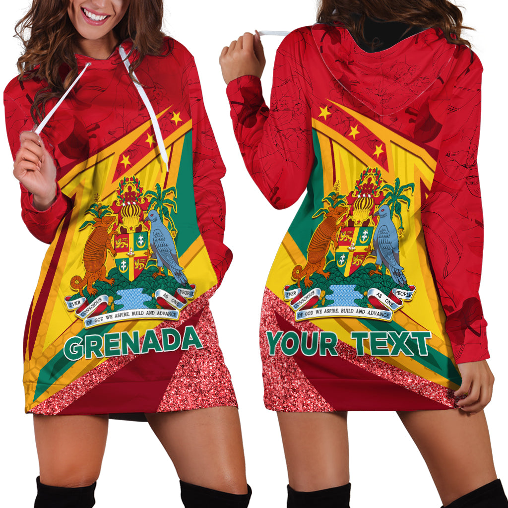 Grenada Independence Day Hoodie Dress Gwenad Bougainvillea Sparkle Version - Wonder Print Shop
