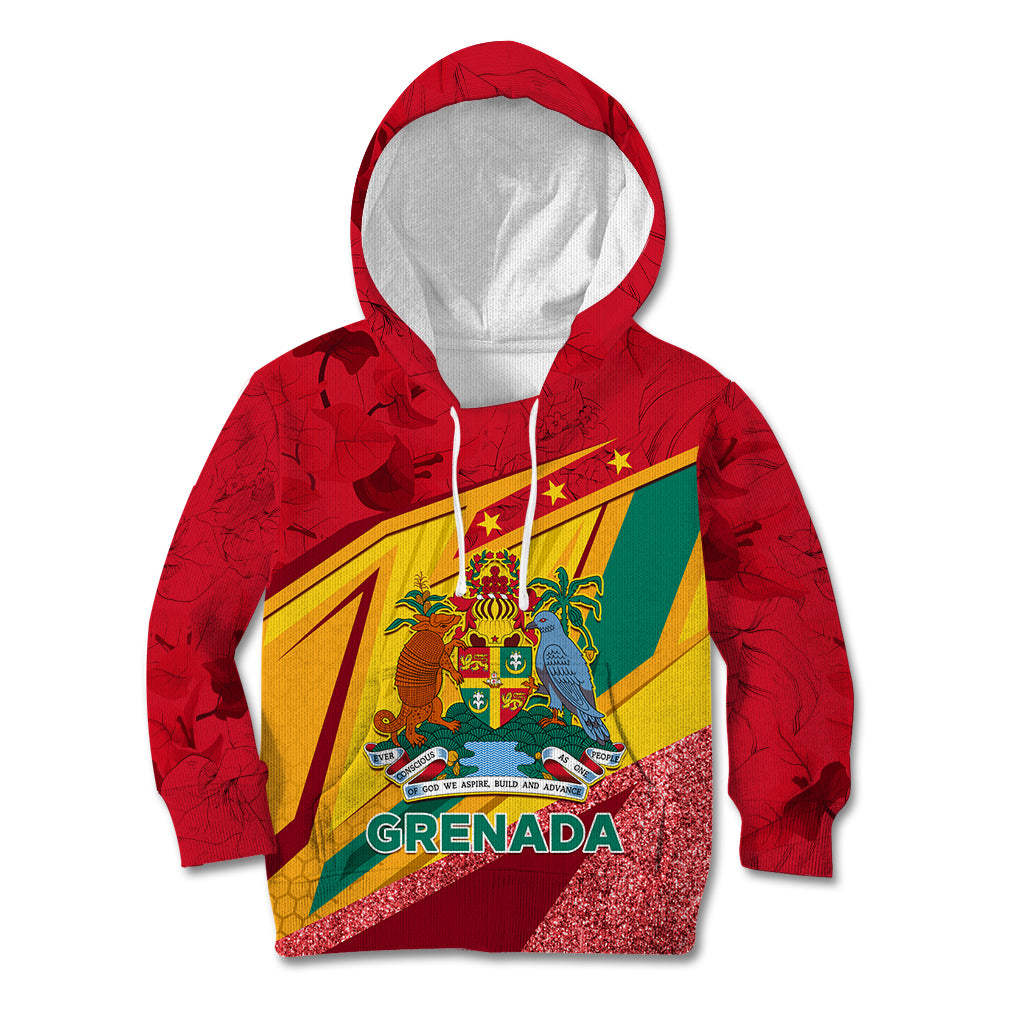 Grenada Independence Day Kid Hoodie Gwenad Bougainvillea Sparkle Version - Wonder Print Shop