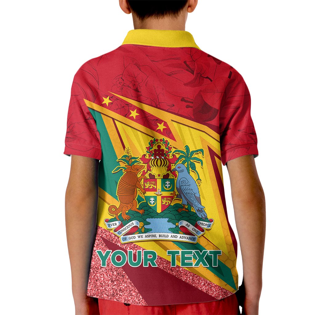 Grenada Independence Day Kid Polo Shirt Gwenad Bougainvillea Sparkle Version - Wonder Print Shop