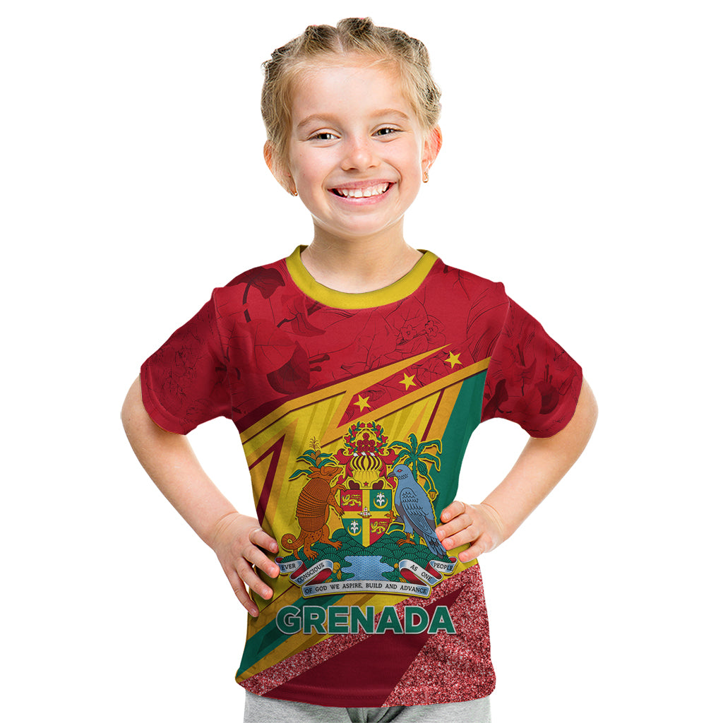Grenada Independence Day Kid T Shirt Gwenad Bougainvillea Sparkle Version - Wonder Print Shop