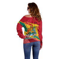 Grenada Independence Day Off Shoulder Sweater Gwenad Bougainvillea Sparkle Version - Wonder Print Shop