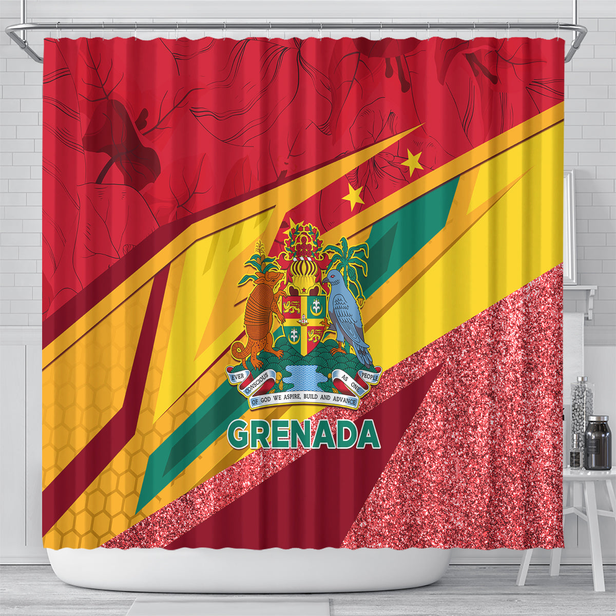 grenada-independence-day-shower-curtain-gwenad-bougainvillea-sparkle-version